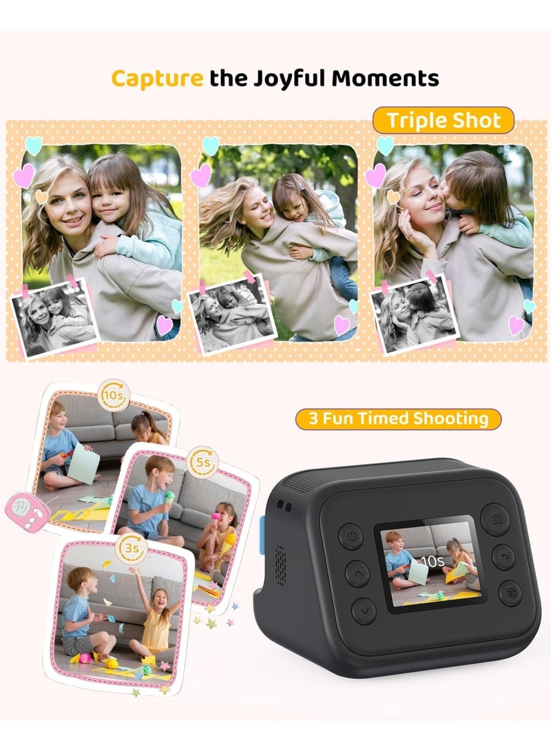 LOOPY PEACE Kids Instant Print Digital Camera with 32GB Card, Thermal Paper Rolls, HD Screen, Flash & USB Rechargeable – Black - Image 4